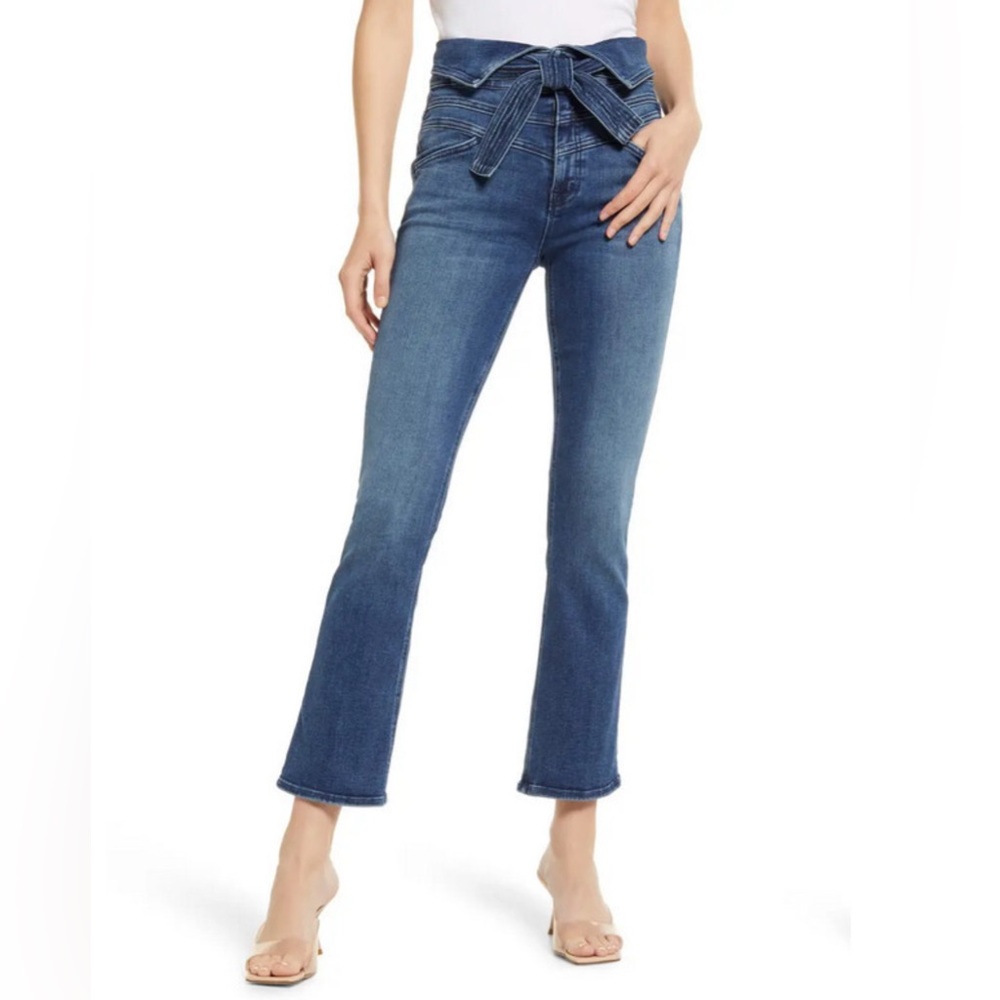 MOTHER the triple stack high waist tie belted jeans size 28